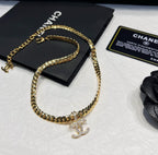 Chanel Two Colors Thick Chain Logo Necklace – Luxury Designer Jewelry – product image 1