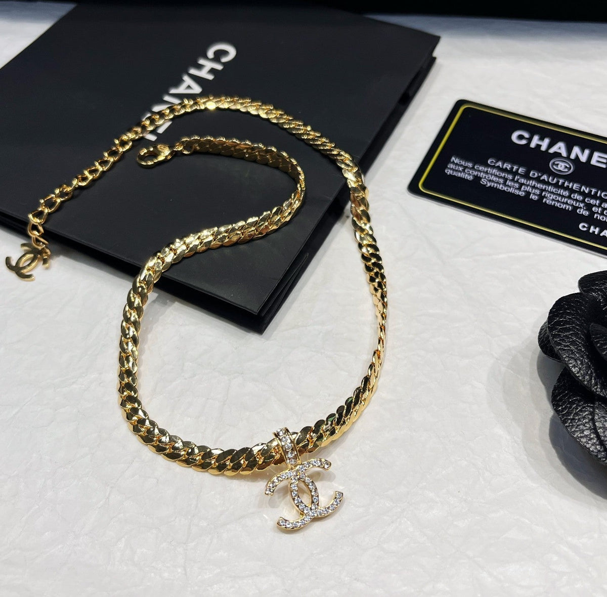 Chanel Two Colors Thick Chain Logo Necklace – Luxury Designer Jewelry – product image 3