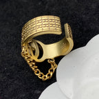 Chanel Vintage Cutout Chain Open Ring – Luxury Designer Jewelry – product image 3