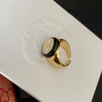 Chanel Vintage Round Logo Bronze Golden Open Ring – Luxury Designer Jewelry – product image 2