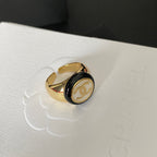 Chanel Vintage Round Logo Bronze Golden Open Ring – Luxury Designer Jewelry – product image 3