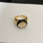 Chanel Vintage Round Logo Bronze Golden Open Ring – Luxury Designer Jewelry – product image 4