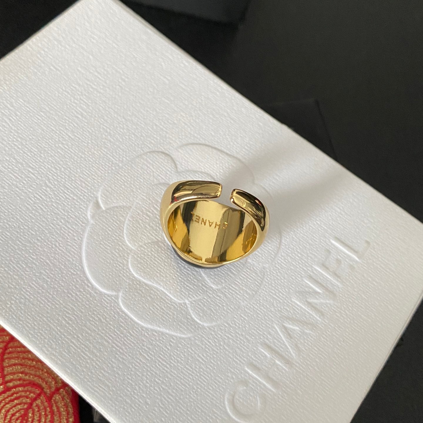 Chanel Vintage Round Logo Bronze Golden Open Ring – Luxury Designer Jewelry – product image 5