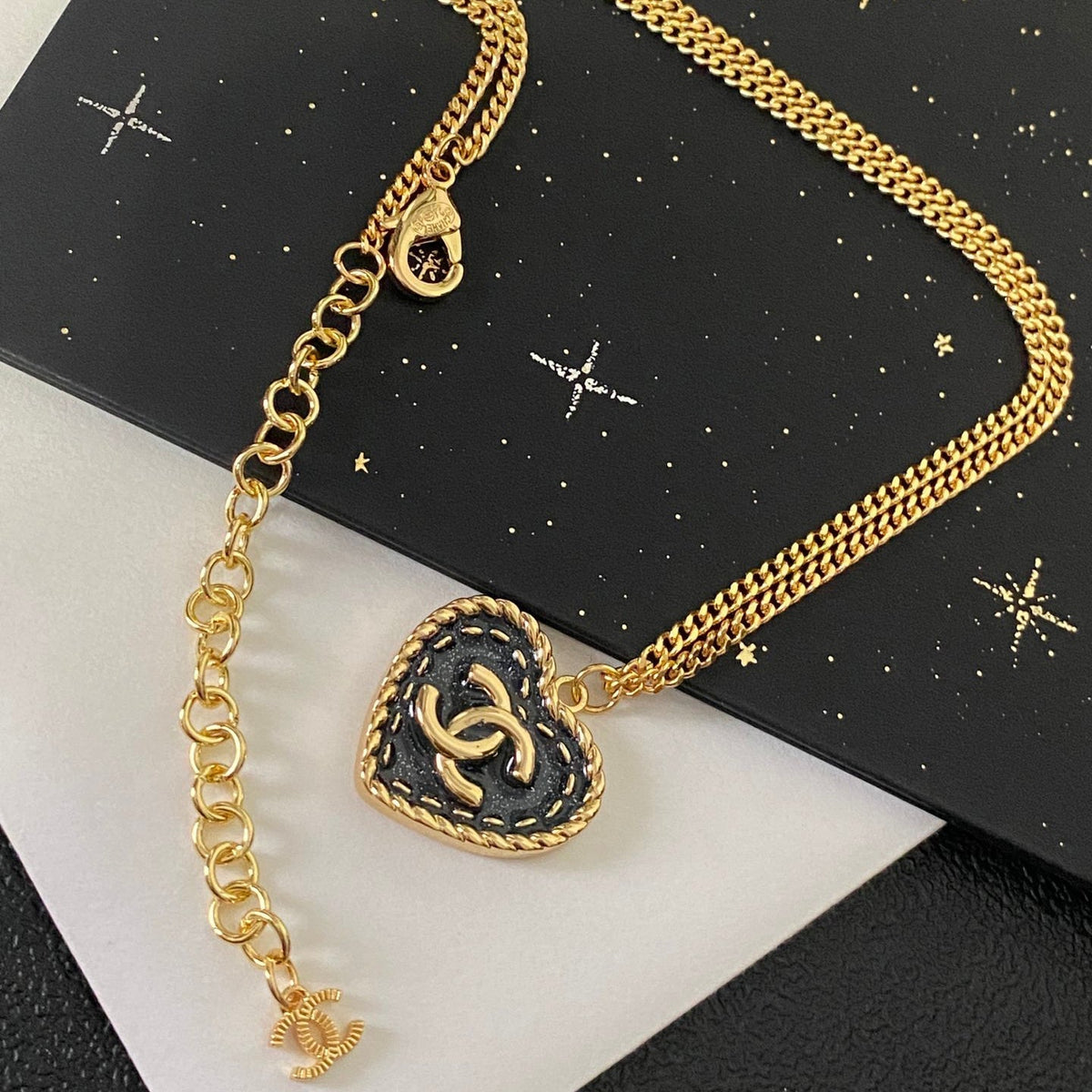 Chanel Vintage Royal Blue Heart Necklace – Luxury Designer Jewelry – product image 2