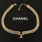 Chanel Yellow Gold Crystal Collar Necklace – Luxury Designer Jewelry – product image 1