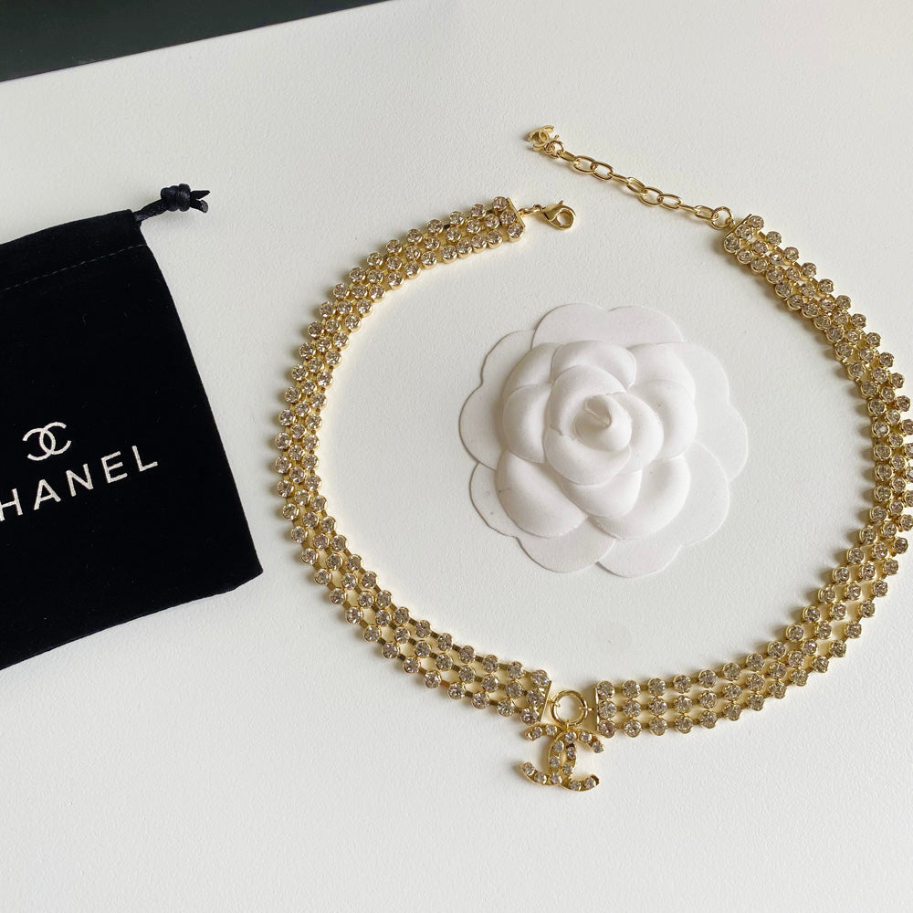 Chanel Yellow Gold Crystal Collar Necklace – Luxury Designer Jewelry – product image 2