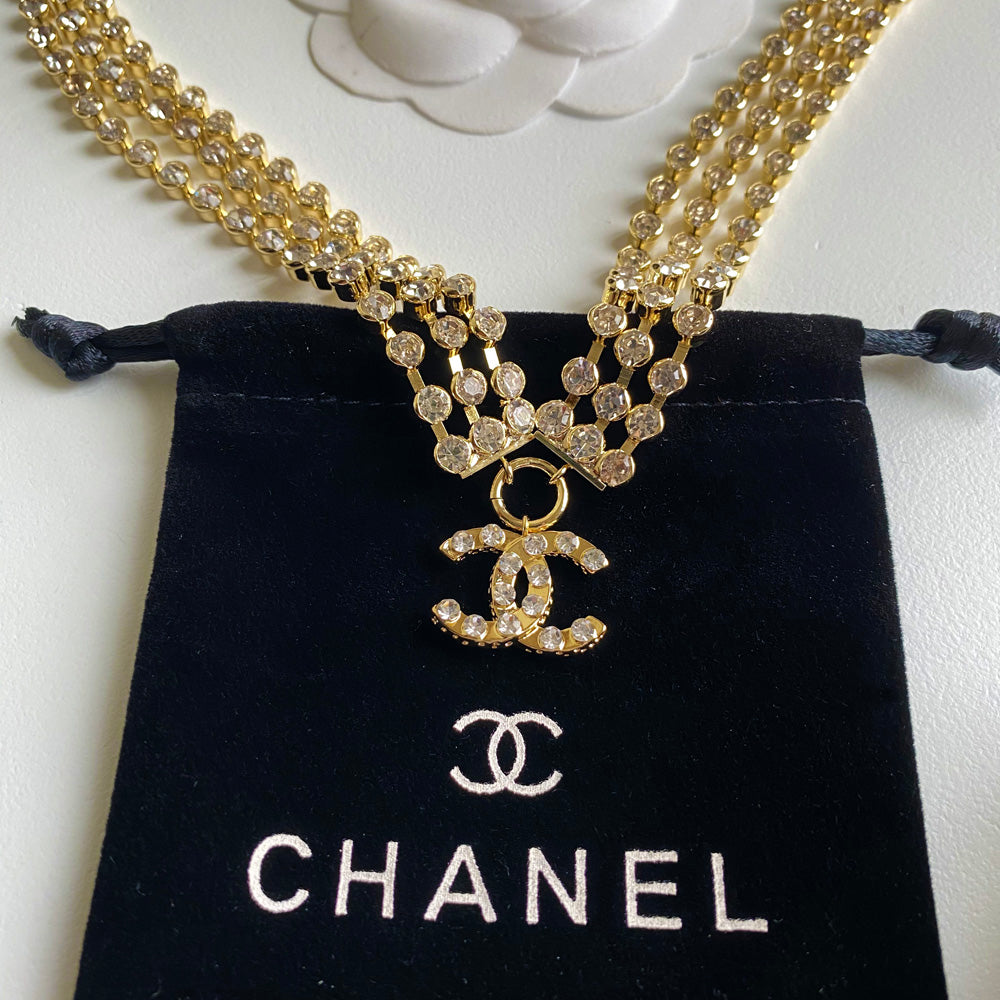Chanel Yellow Gold Crystal Collar Necklace – Luxury Designer Jewelry – product image 3