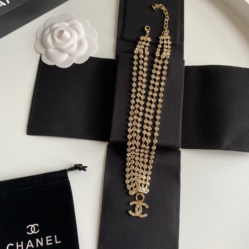 Chanel Yellow Gold Crystal Collar Necklace – Luxury Designer Jewelry – product image 4