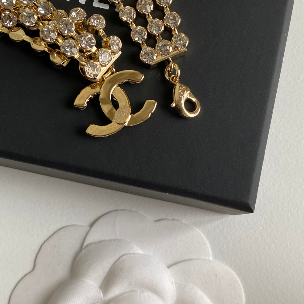 Chanel Yellow Gold Crystal Collar Necklace – Luxury Designer Jewelry – product image 5