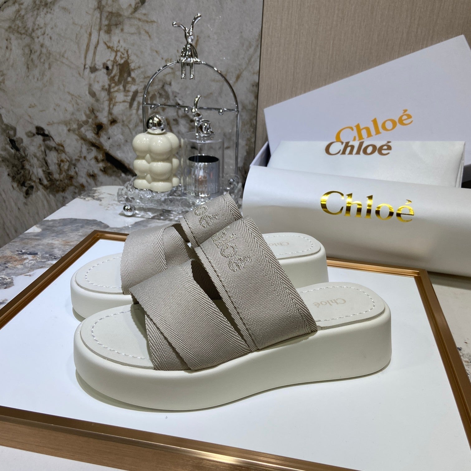 Chloé Embroidery Woven Belt Thick Bottom Sandals – sandals product image 15