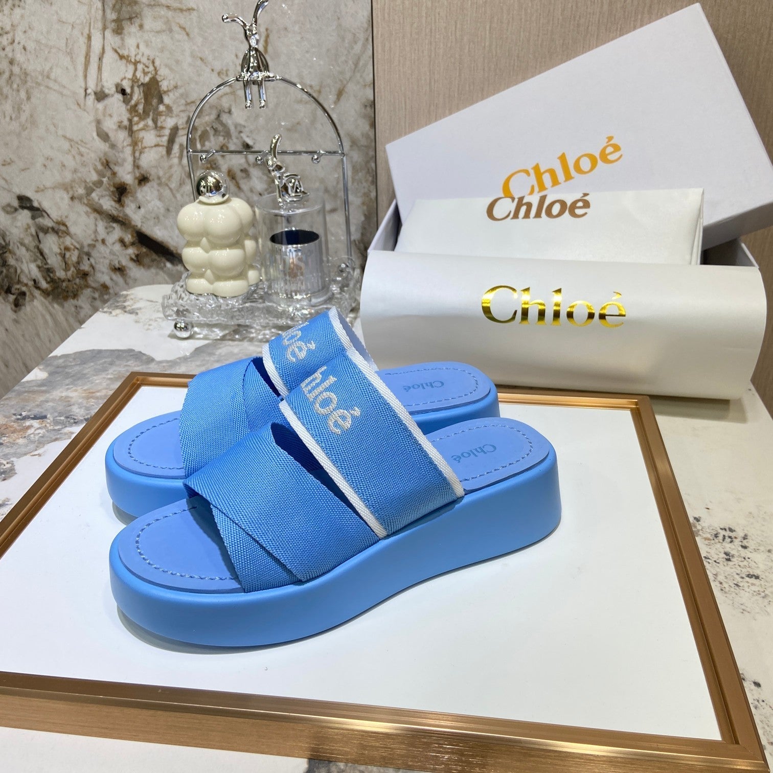Chloé Embroidery Woven Belt Thick Bottom Sandals – sandals product image 16