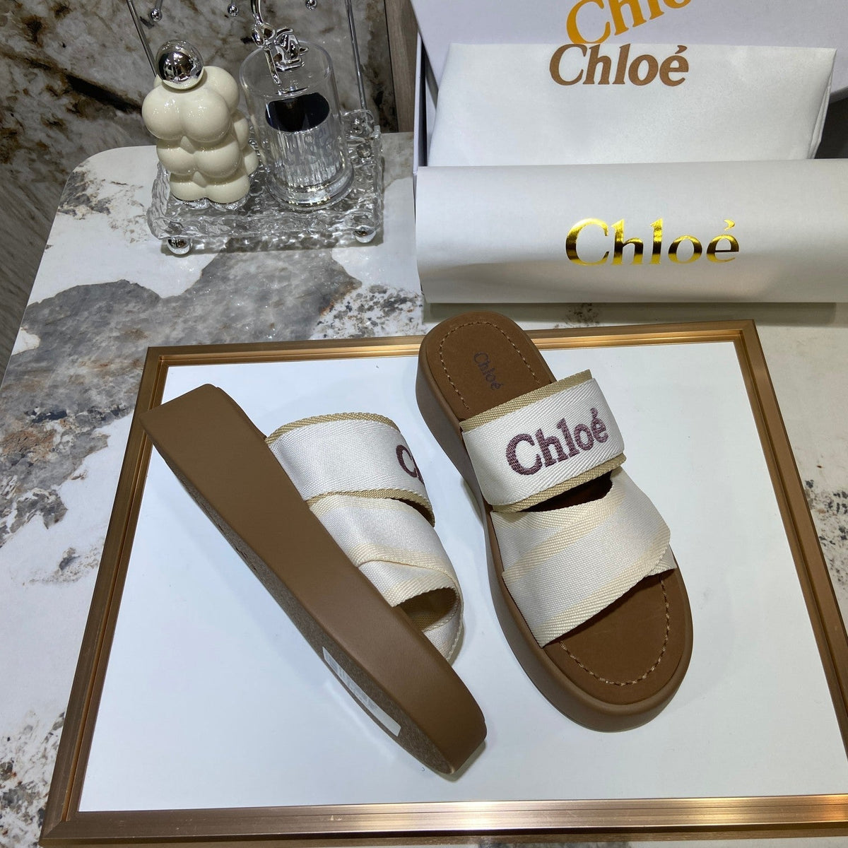 Chloé Embroidery Woven Belt Thick Bottom Sandals – sandals product image 18
