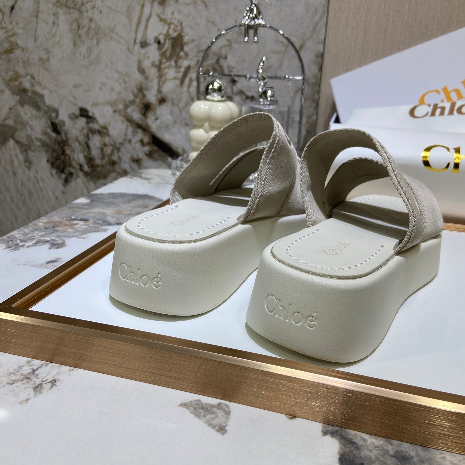 Chloé Embroidery Woven Belt Thick Bottom Sandals – sandals product image 20