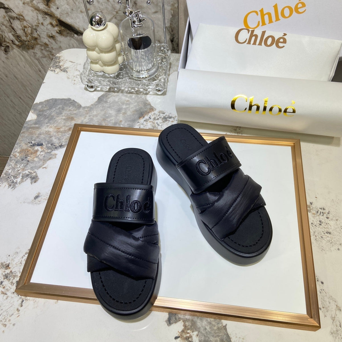 Chloé Embroidery Woven Belt Thick Bottom Sandals – sandals product image 4