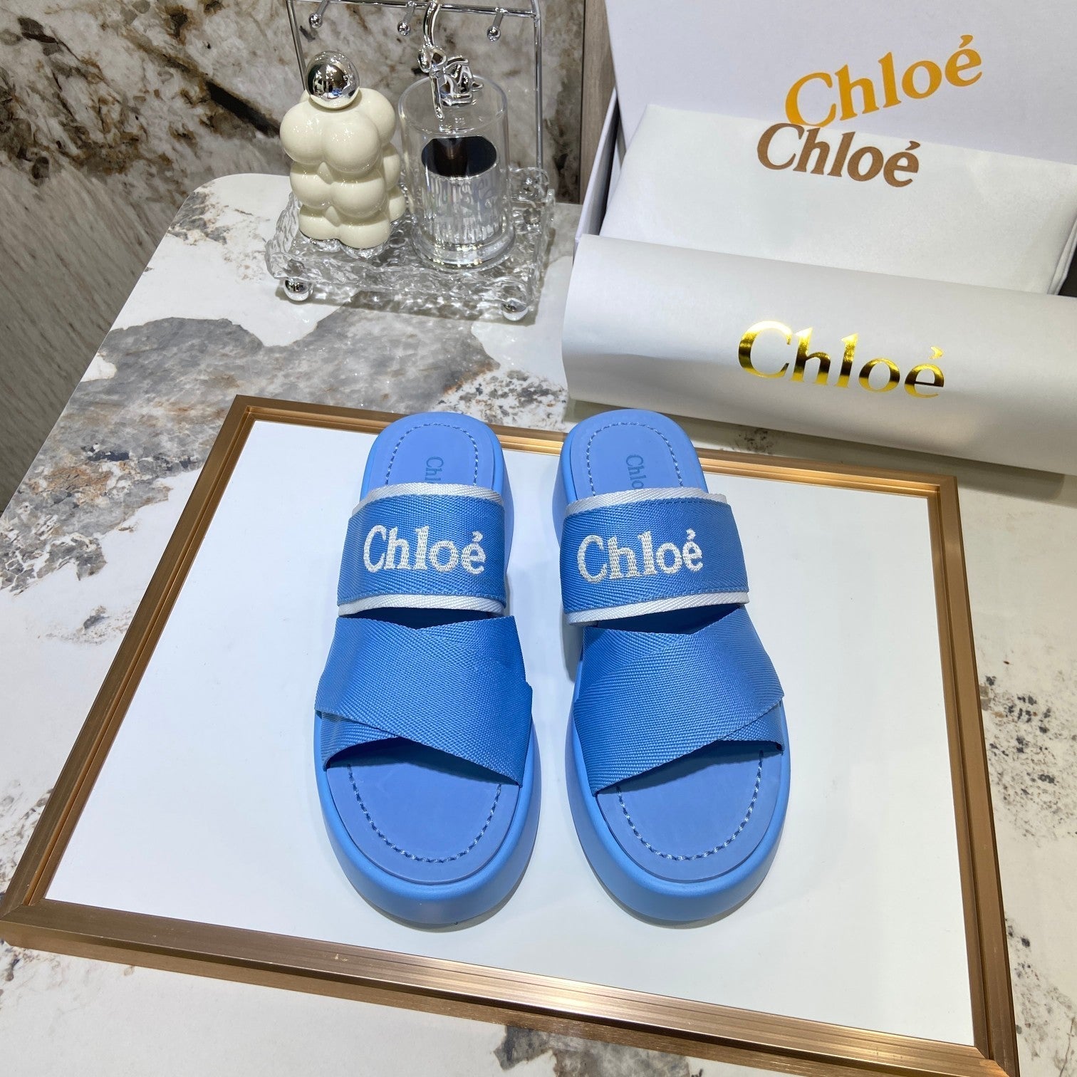 Chloé Embroidery Woven Belt Thick Bottom Sandals – sandals product image 7
