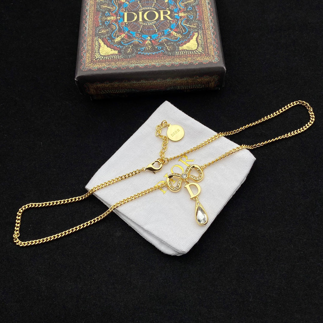 Dior Bow Knot Crystal Crystal Pendant Necklace – Luxury Designer Jewelry – product image 4