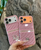 Dior Burgundy monogram case for iPhone 18 Pro Max – paired view