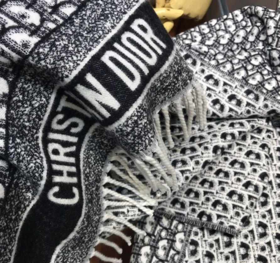 Dior Cashmere Monogram Jacquard Fringe Scarf for Women – product image 16