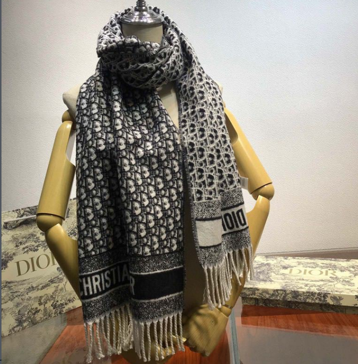 Dior Cashmere Monogram Jacquard Fringe Scarf for Women – product image 17