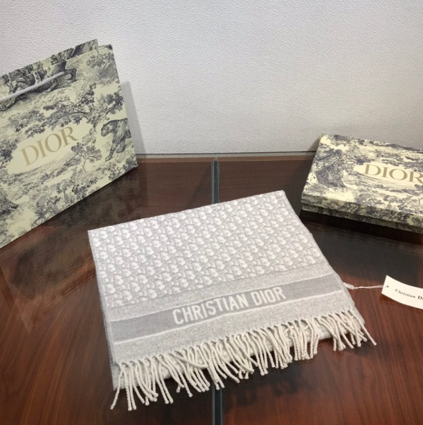 Dior Cashmere Monogram Jacquard Fringe Scarf for Women – product image 19