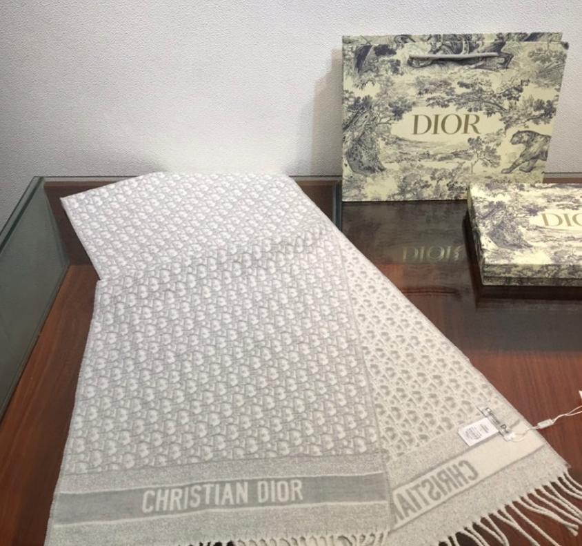 Dior Cashmere Monogram Jacquard Fringe Scarf for Women – product image 22