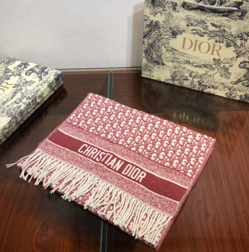 Dior Cashmere Monogram Jacquard Fringe Scarf for Women – product image 25