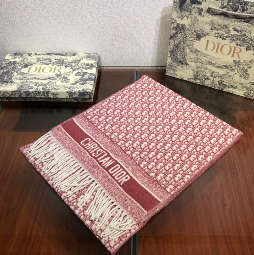 Dior Cashmere Monogram Jacquard Fringe Scarf for Women – product image 26