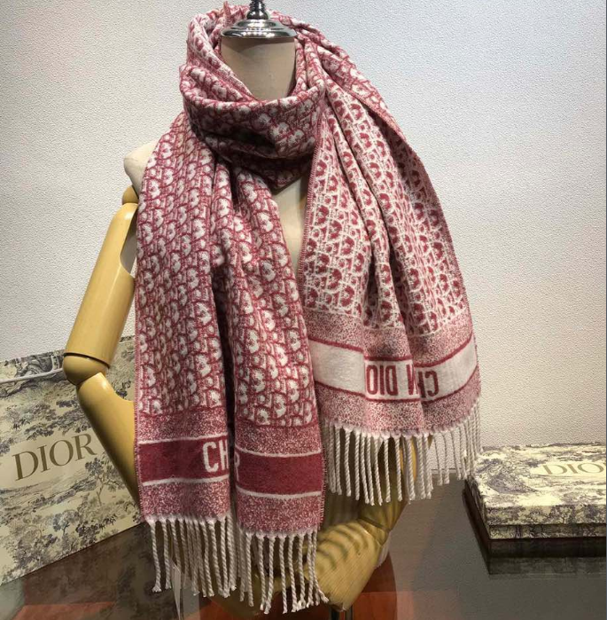 Dior Cashmere Monogram Jacquard Fringe Scarf for Women – product image 28