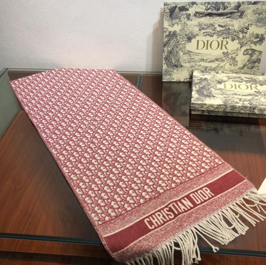 Dior Cashmere Monogram Jacquard Fringe Scarf for Women – product image 3