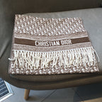Dior Cashmere Monogram Jacquard Fringe Scarf for Women – product image 31