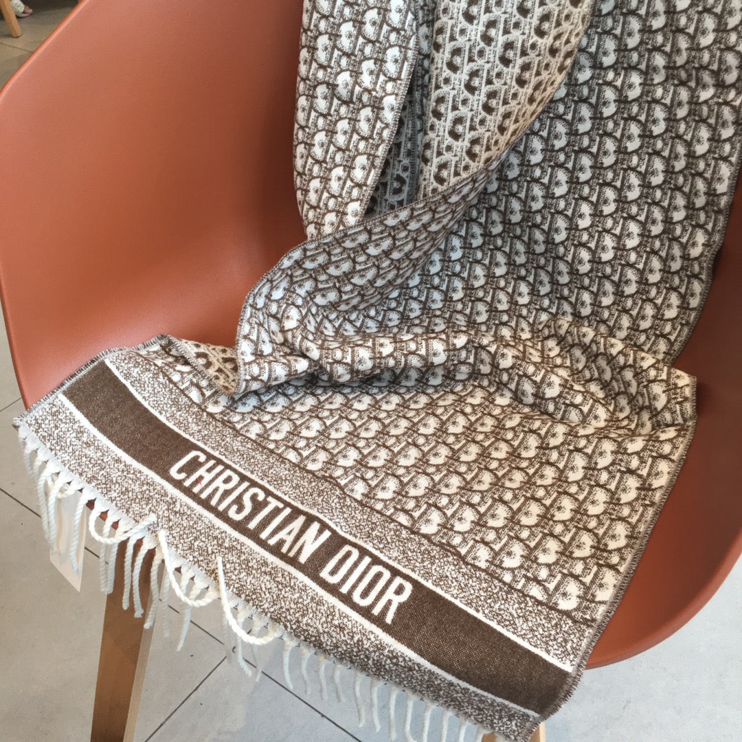 Dior Cashmere Monogram Jacquard Fringe Scarf for Women – product image 33