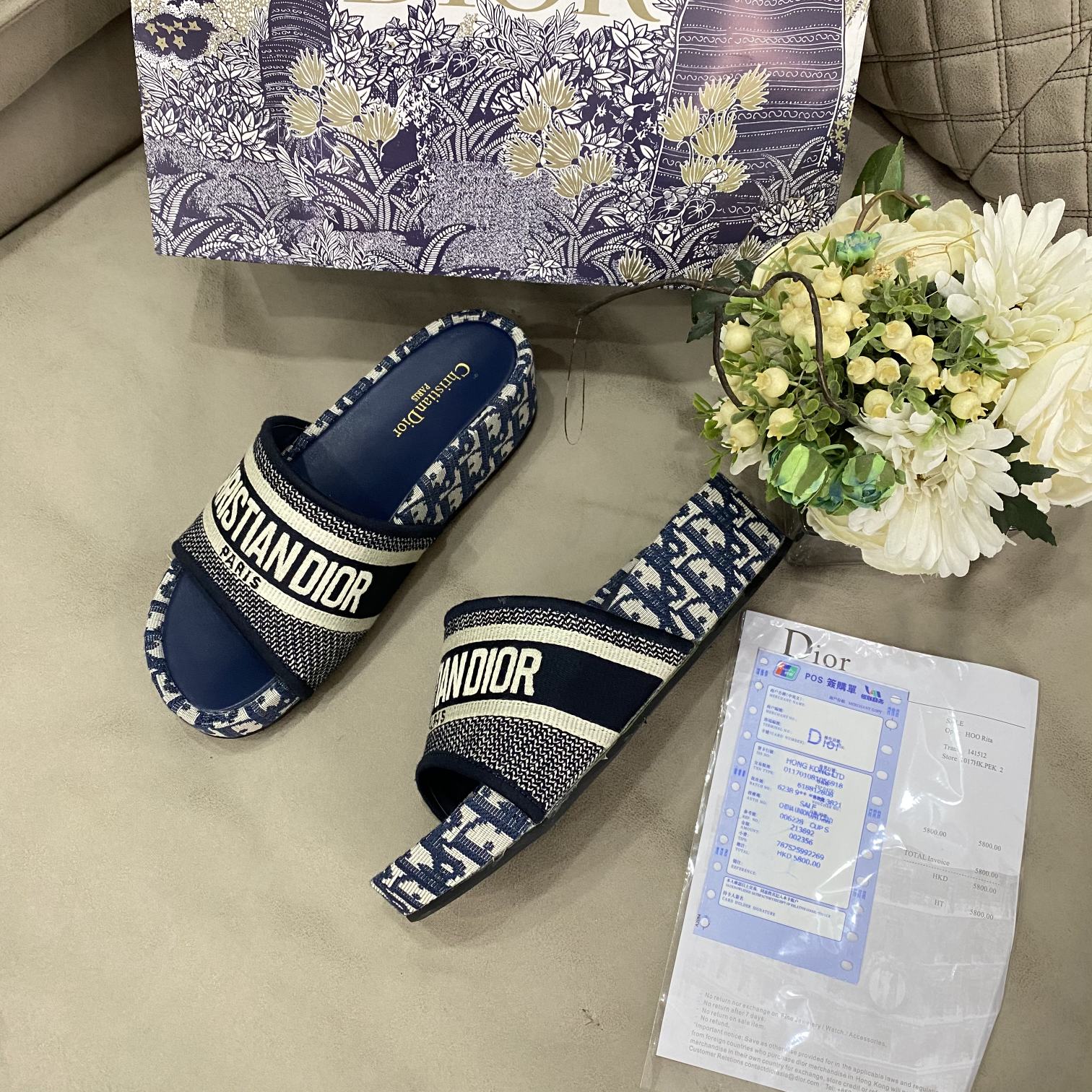 Dior Classic Embroidered Platform Slippers – slippers product image 2
