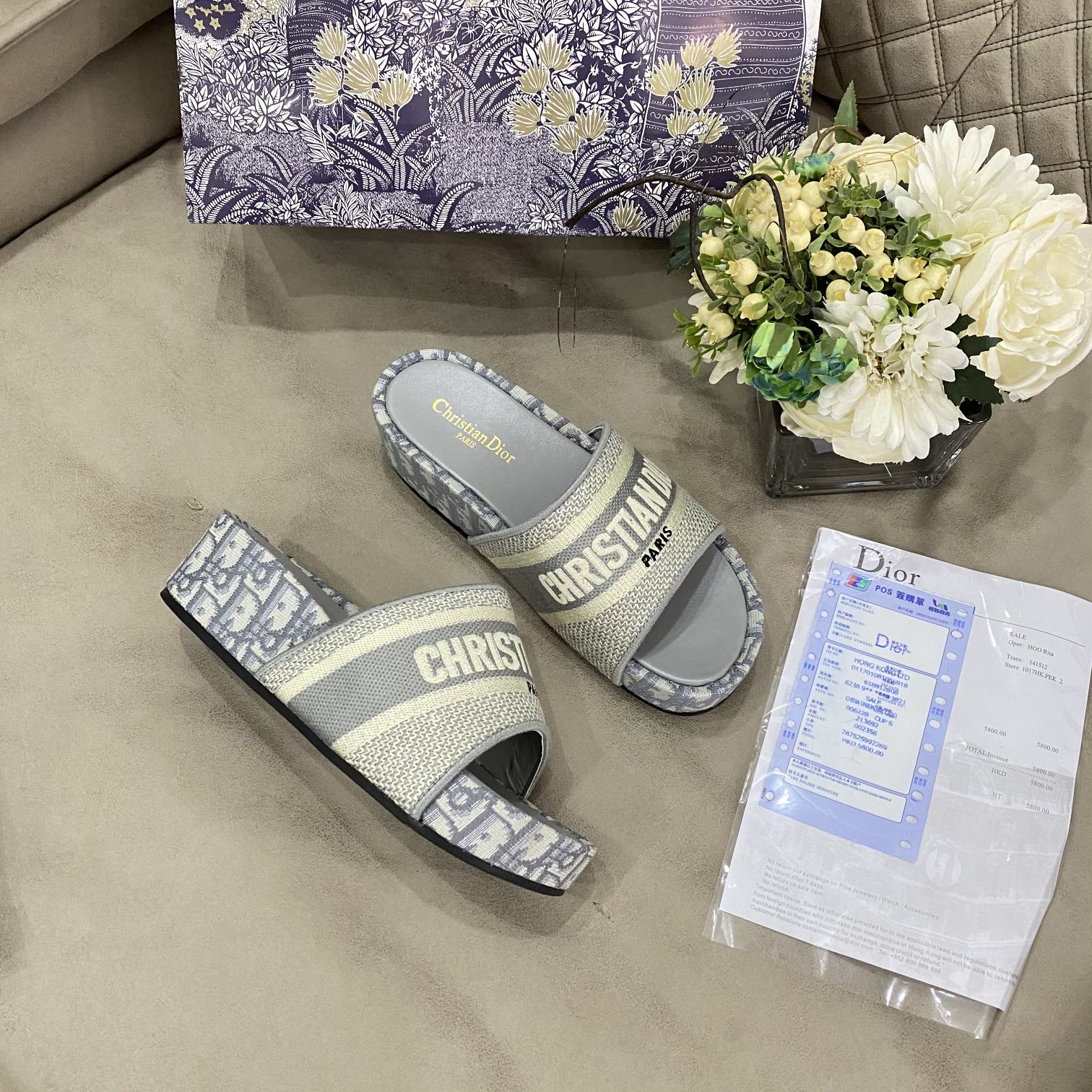 Dior Classic Embroidered Platform Slippers – slippers product image 3