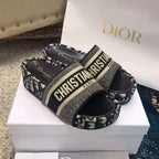 Dior Classic Embroidered Platform Slippers – slippers product image 5