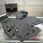 Dior Classic Houndstooth Cashmere Scarf Hat Set for Women – product image 13