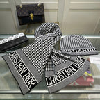 Dior Classic Houndstooth Cashmere Scarf Hat Set for Women – product image 17