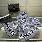 Dior Classic Houndstooth Cashmere Scarf Hat Set for Women – product image 20