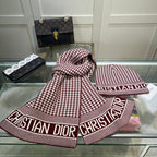 Dior Classic Houndstooth Cashmere Scarf Hat Set for Women – product image 22