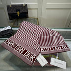 Dior Classic Houndstooth Cashmere Scarf Hat Set for Women – product image 4