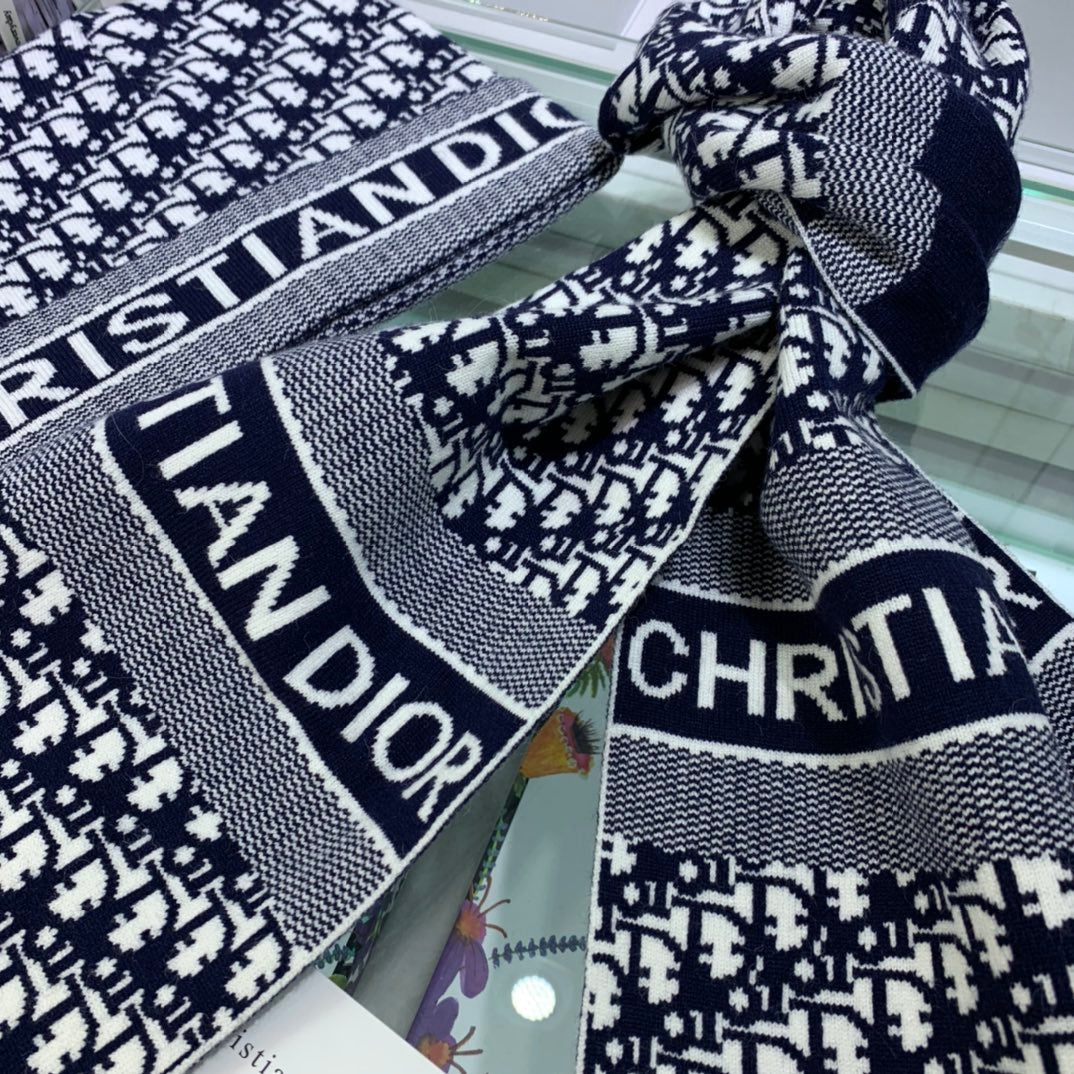 Dior Classic Monogram Cashmere Scarf Hat Set for Women – product image 10