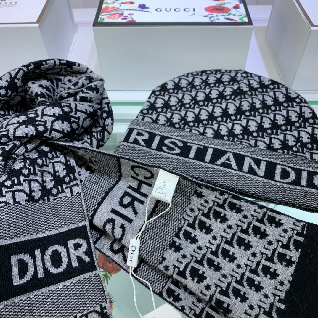 Dior Classic Monogram Cashmere Scarf Hat Set for Women – product image 16
