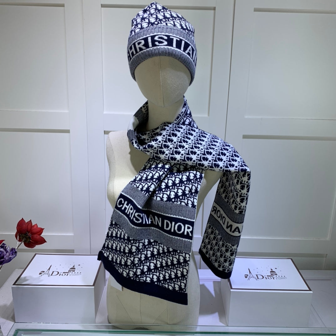 Dior Classic Monogram Cashmere Scarf Hat Set for Women – product image 7