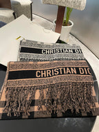 Dior Classic Plaid Fringed Cashmere Scarf Shawl for Women – product image 11