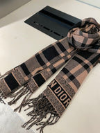 Dior Classic Plaid Fringed Cashmere Scarf Shawl for Women – product image 12