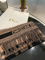 Dior Classic Plaid Fringed Cashmere Scarf Shawl for Women – product image 13