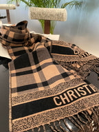 Dior Classic Plaid Fringed Cashmere Scarf Shawl for Women – product image 15