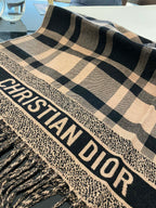 Dior Classic Plaid Fringed Cashmere Scarf Shawl for Women – product image 16