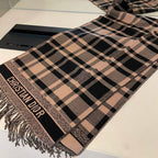Dior Classic Plaid Fringed Cashmere Scarf Shawl for Women – product image 4