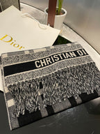 Dior Classic Plaid Fringed Cashmere Scarf Shawl for Women – product image 8