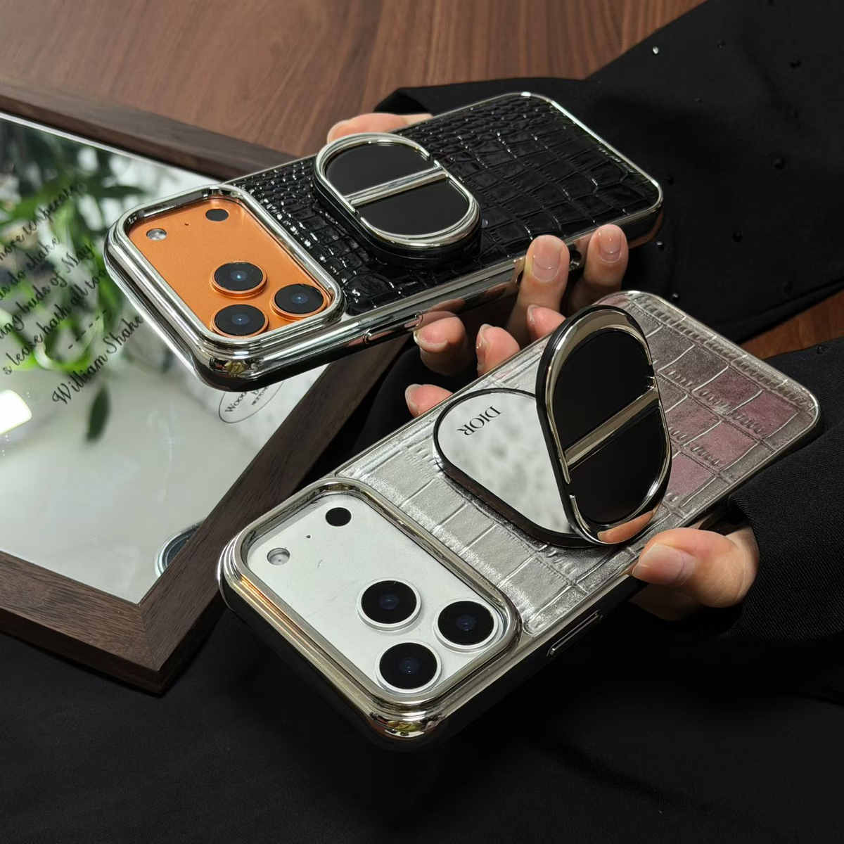 Dior croc ring stand case for iPhone 18 Pro Max – three-color overview